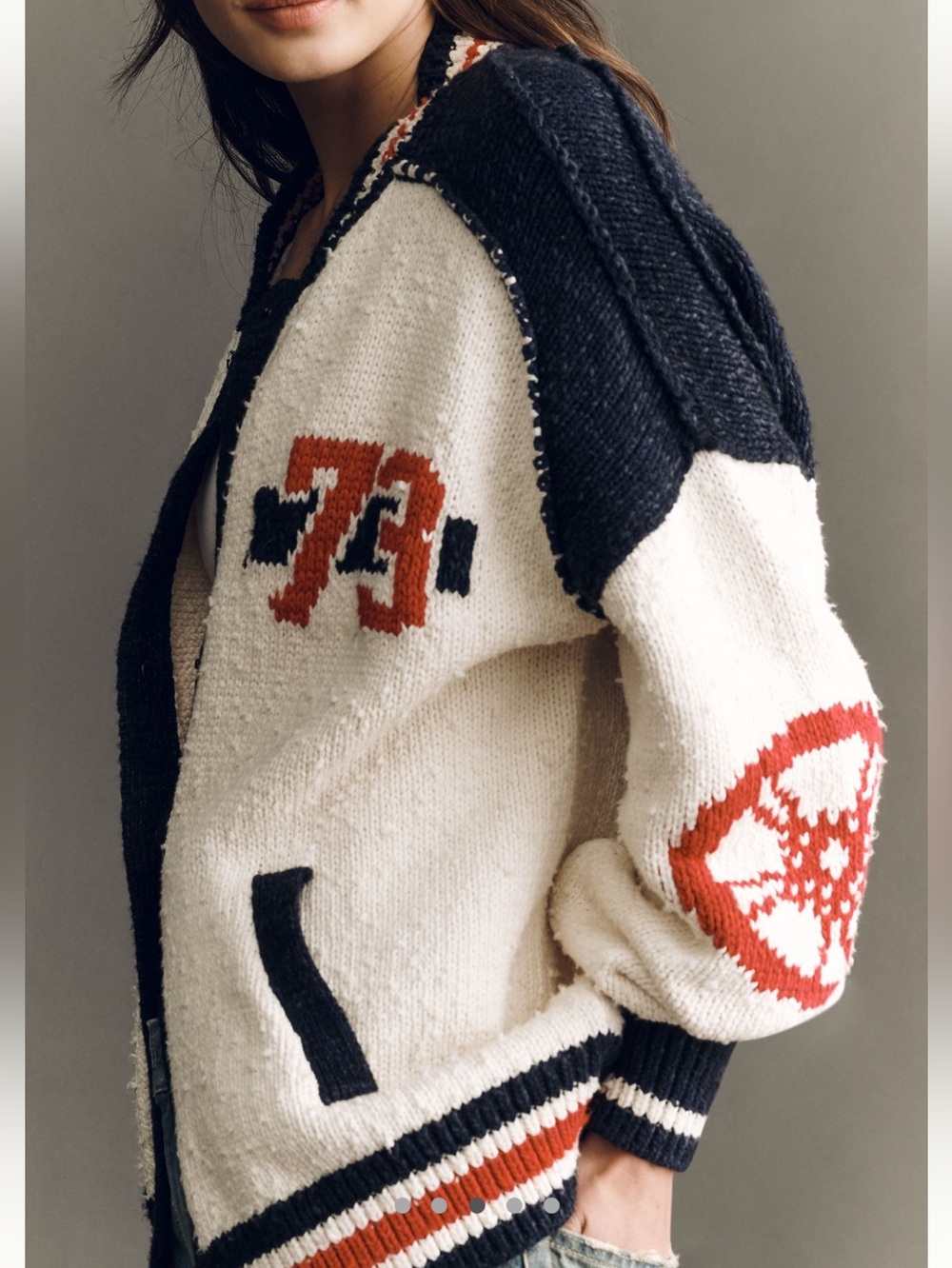 Anthropologie Motorcycle Sweater Cotton Blend Cardigan Pilcro NEW Novelty - Picture 3 of 14